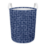 Shibori Floral Pattern Print Round Laundry Basket