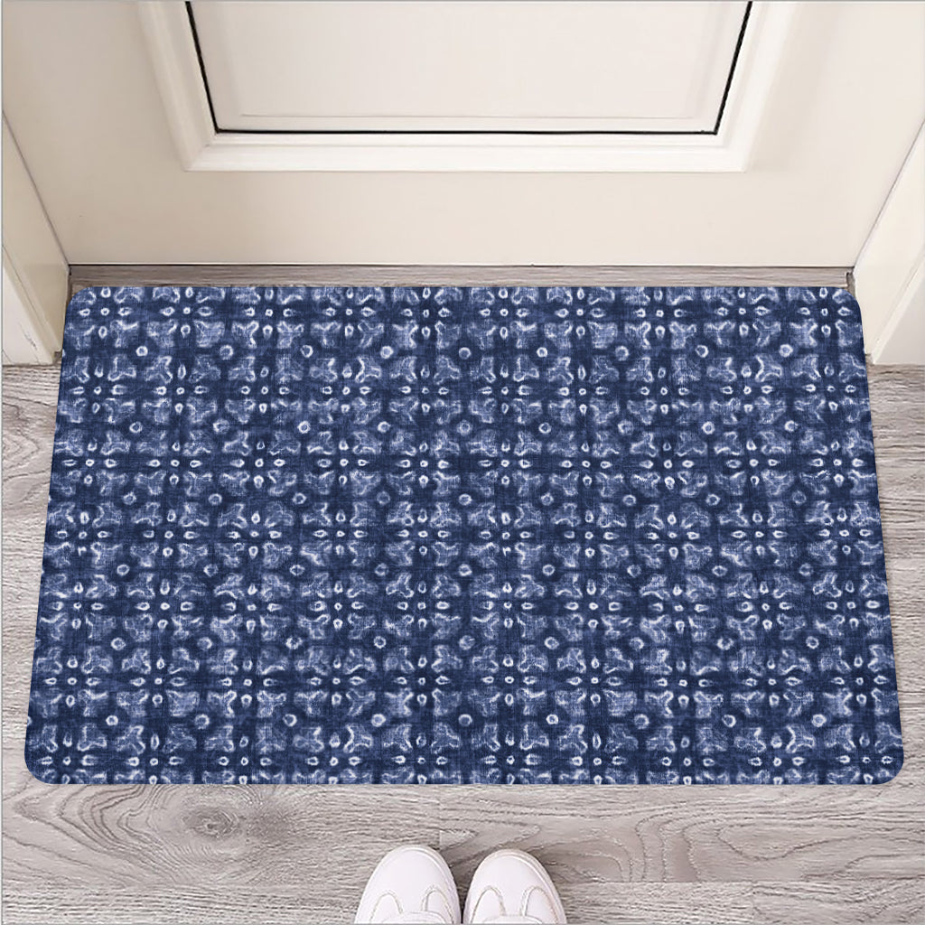 Shibori Floral Pattern Print Rubber Doormat