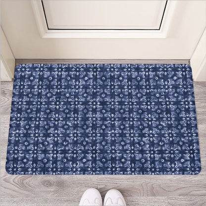 Shibori Floral Pattern Print Rubber Doormat