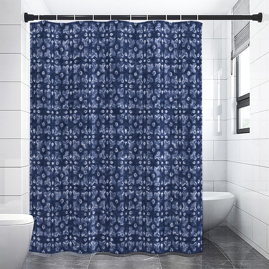 Shibori Floral Pattern Print Shower Curtain