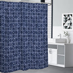 Shibori Floral Pattern Print Shower Curtain