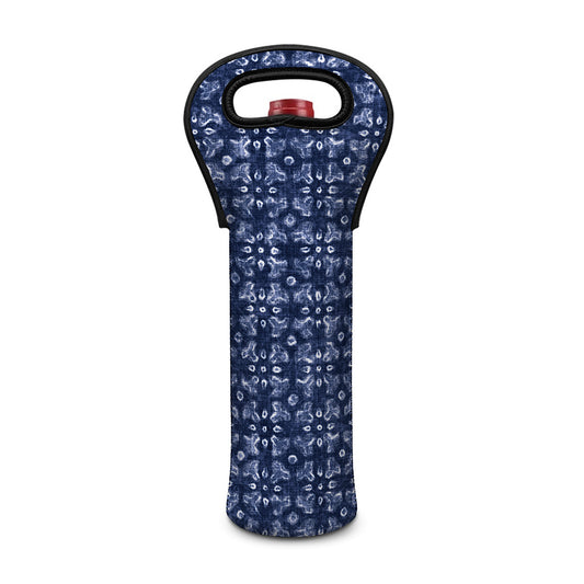 Shibori Floral Pattern Print Single Neoprene Wine Tote