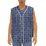 Shibori Floral Pattern Print Sleeveless Baseball Jersey