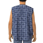 Shibori Floral Pattern Print Sleeveless Baseball Jersey
