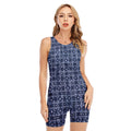Shibori Floral Pattern Print Sleeveless One Piece Swimsuit