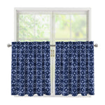 Shibori Floral Pattern Print Tier Curtains