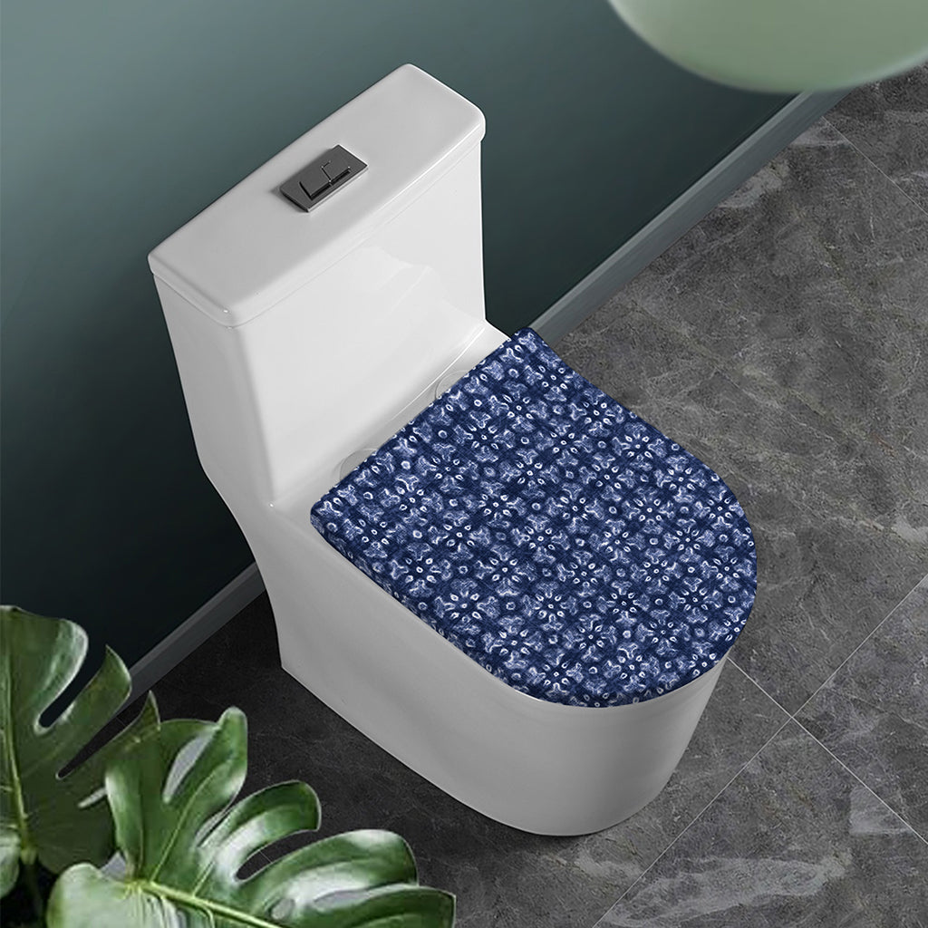 Shibori Floral Pattern Print Toilet Lid Cover