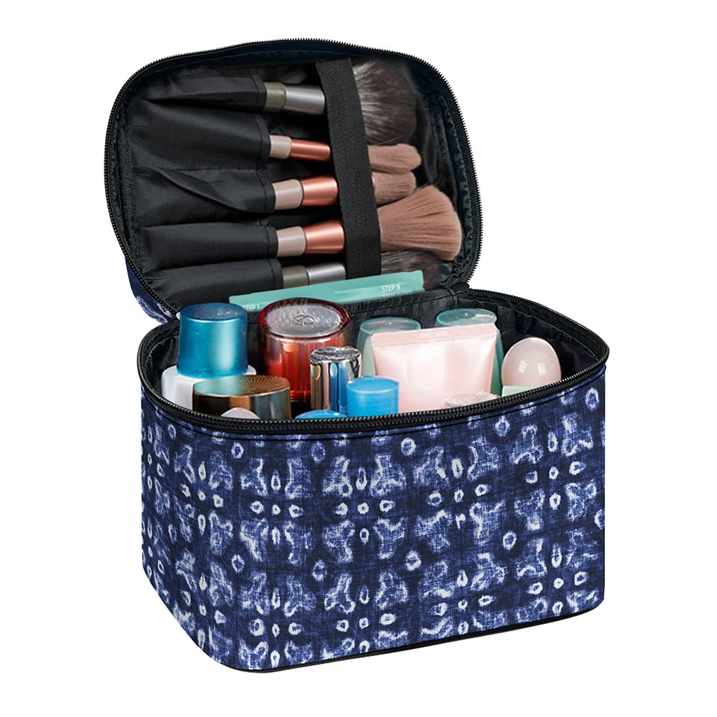Shibori Floral Pattern Print Travel Makeup Bag