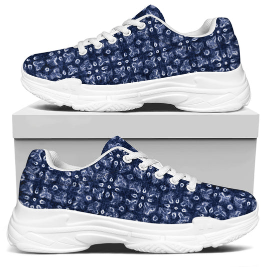 Shibori Floral Pattern Print White Chunky Shoes