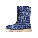 Shibori Floral Pattern Print Winter Boots