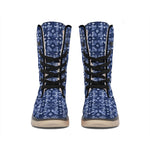 Shibori Floral Pattern Print Winter Boots