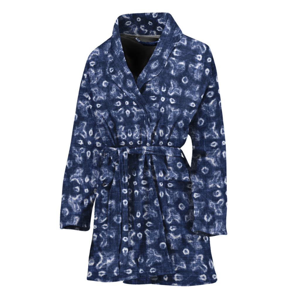 Shibori Floral Pattern Print Women's Bathrobe