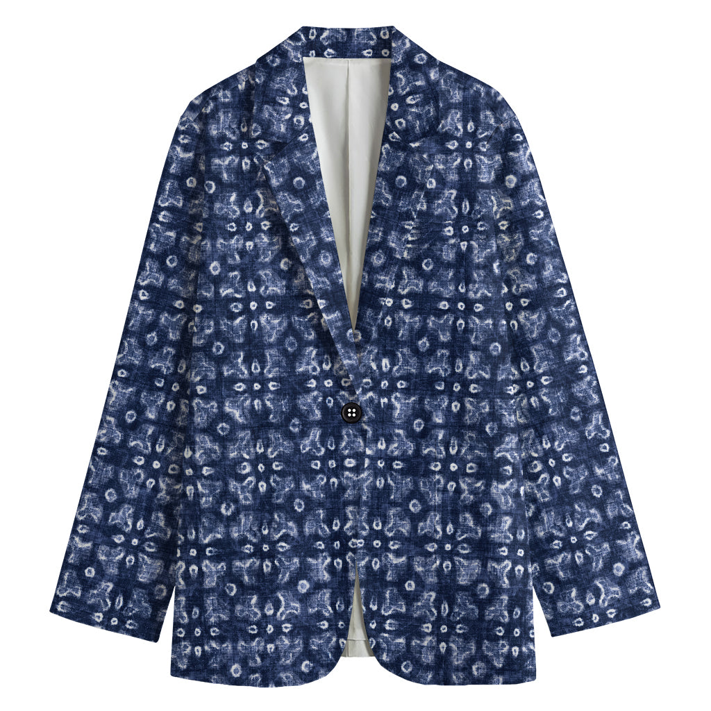 Shibori Floral Pattern Print Women's Blazer