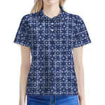 Shibori Floral Pattern Print Women's Polo Shirt