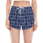 Shibori Floral Pattern Print Women's Split Running Shorts