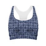 Shibori Floral Pattern Print Women's Sports Bra