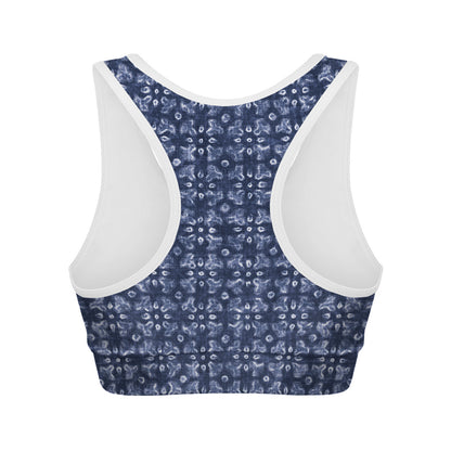Shibori Floral Pattern Print Women's Sports Bra