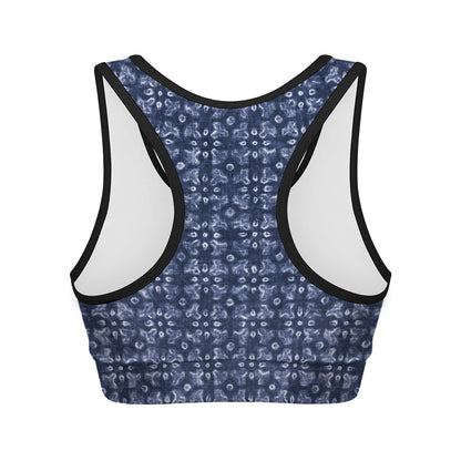Shibori Floral Pattern Print Women's Sports Bra