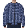 Shibori Floral Pattern Print Zip Sleeve Bomber Jacket