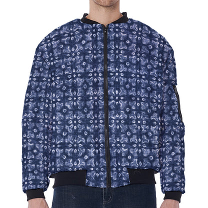 Shibori Floral Pattern Print Zip Sleeve Bomber Jacket