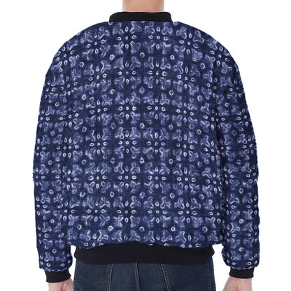 Shibori Floral Pattern Print Zip Sleeve Bomber Jacket