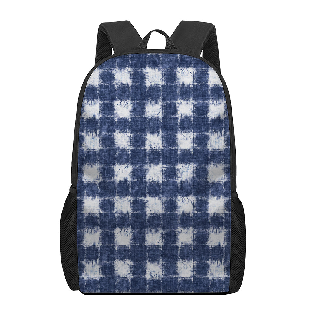 Shibori Grid Pattern Print 17 Inch Backpack