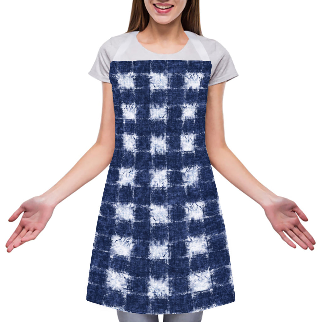 Shibori Grid Pattern Print Adjustable Apron