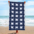 Shibori Grid Pattern Print Beach Towel