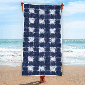 Shibori Grid Pattern Print Beach Towel