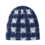 Shibori Grid Pattern Print Beanie