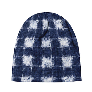 Shibori Grid Pattern Print Beanie