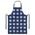 Shibori Grid Pattern Print Bib Apron With Pocket