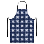 Shibori Grid Pattern Print Bib Apron With Pocket