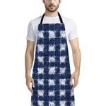 Shibori Grid Pattern Print Bib Apron With Pocket
