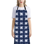Shibori Grid Pattern Print Bib Apron With Pocket