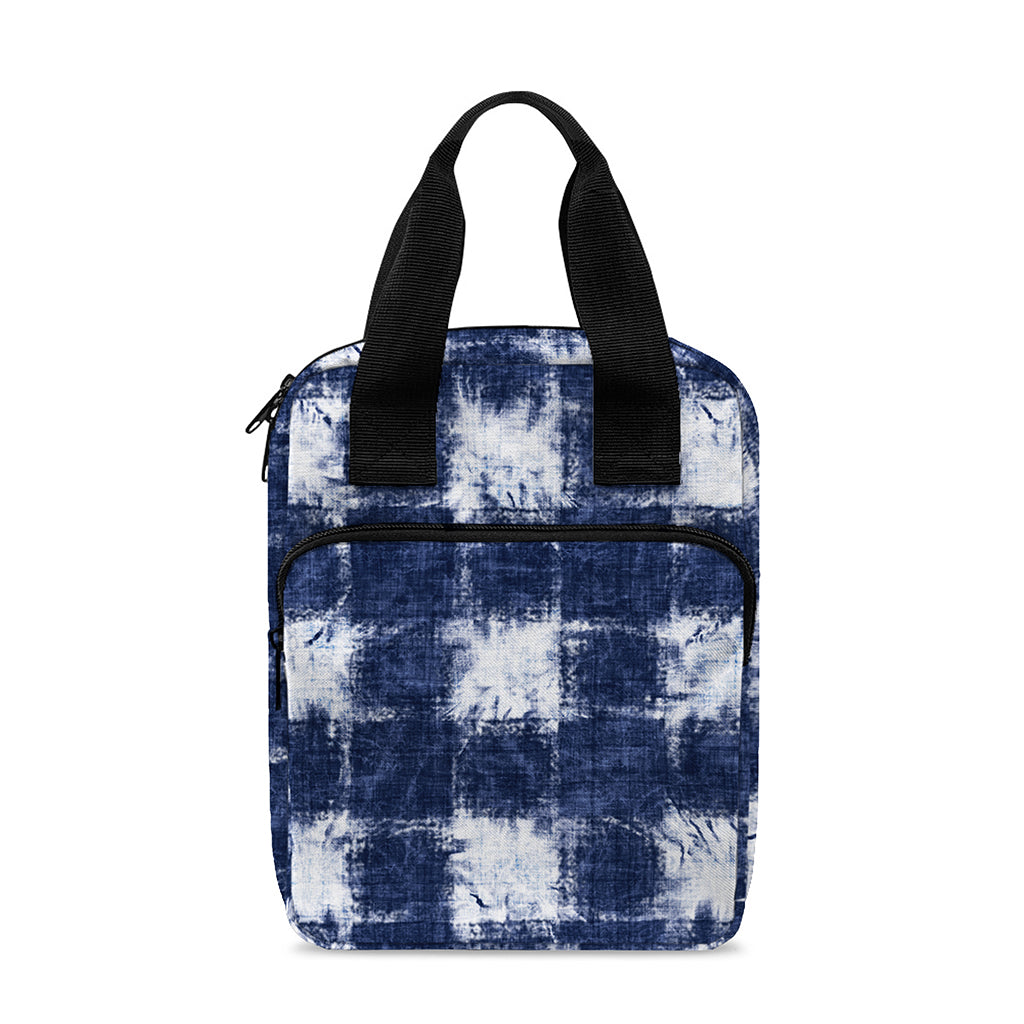 Shibori Grid Pattern Print Bible Tote Bag