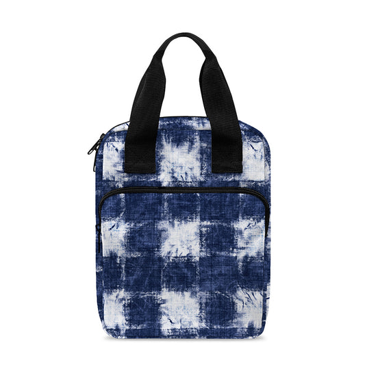 Shibori Grid Pattern Print Bible Tote Bag