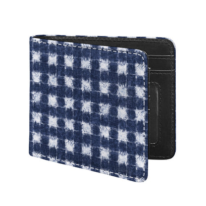 Shibori Grid Pattern Print Bifold Wallet