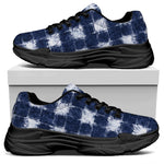 Shibori Grid Pattern Print Black Chunky Shoes