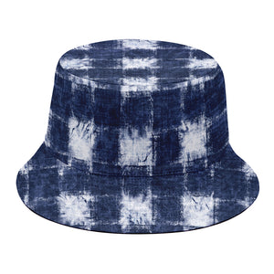 Shibori Grid Pattern Print Bucket Hat