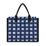 Shibori Grid Pattern Print Canvas Tote Bag