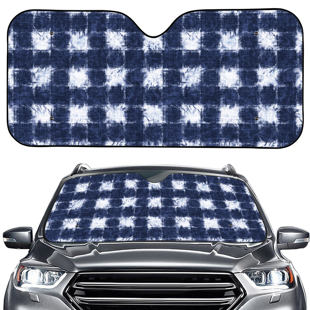 Shibori Grid Pattern Print Car Windshield Sun Shade