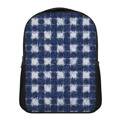 Shibori Grid Pattern Print Casual Backpack
