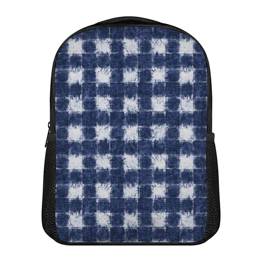 Shibori Grid Pattern Print Casual Backpack