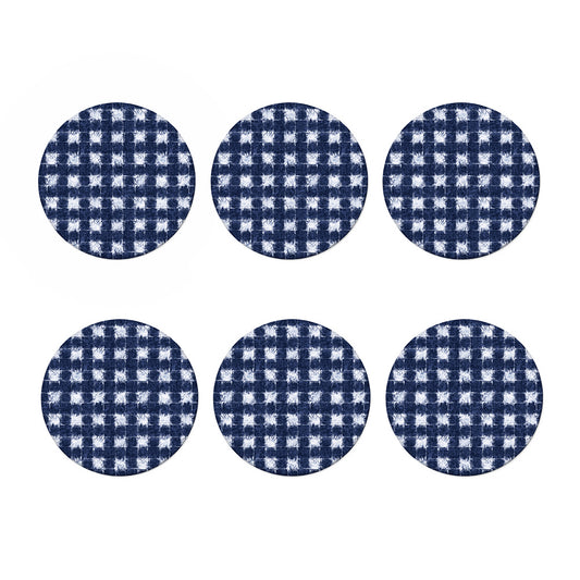 Shibori Grid Pattern Print Coaster Set