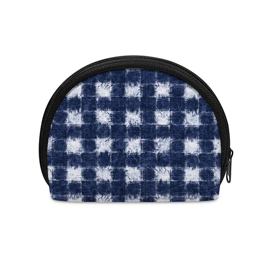 Shibori Grid Pattern Print Coin Purse