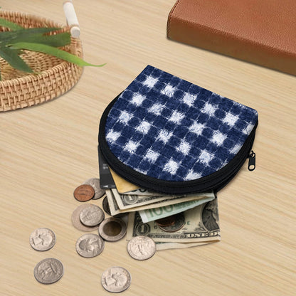 Shibori Grid Pattern Print Coin Purse