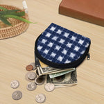 Shibori Grid Pattern Print Coin Purse