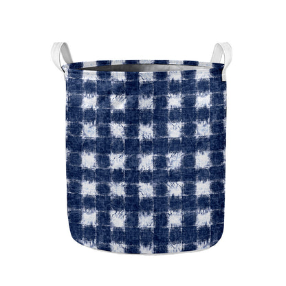 Shibori Grid Pattern Print Collapsible Laundry Basket