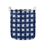 Shibori Grid Pattern Print Collapsible Laundry Basket
